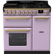 Rangemaster ESDL90DFPHTH/AB1 90cm Dual Fuel Range Cooker Estel Deluxe Heather / Antique Brass, A Rated