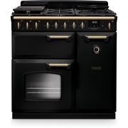 Rangemaster CLDL90DFPGBL/AB1 90cm Dual Fuel Range Cooker Classic Deluxe Gloss Black / Antique Brass, A Rated