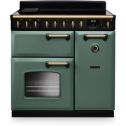 Rangemaster CLDL90EIPMGR/AB1 90cm Induction Range Cooker Classic Deluxe Mineral Green / Antique Brass, A Rated