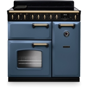 Rangemaster CLDL90EIPSTB/AB1 90cm Induction Range Cooker Classic Deluxe Stone Blue / Antique Brass, A Rated