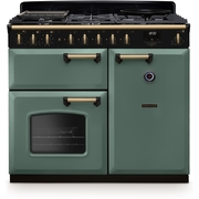 Rangemaster CLDL100DFPMGR/AB1 100cm Dual Fuel Range Cooker Classic Deluxe Mineral Green / Antique Brass, A Rated