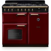Rangemaster CLDL100DFPBOR/AB1 100cm Dual Fuel Range Cooker Classic Deluxe Bordeaux / Antique Brass, A Rated