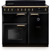 Rangemaster CLDL100EIPGBL/AB1 100cm Induction Range Cooker Classic Deluxe Gloss Black / Antique Brass, A Rated