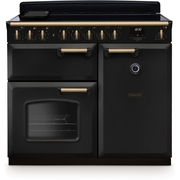 Rangemaster CLDL100EIPCBL/AB1 100cm Induction Range Cooker Classic Deluxe Charcoal Black / Antique Brass, A Rated