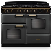 Rangemaster CLDLO110DFPSLT/AB1 110cm Dual Fuel Range Cooker Classic Deluxe Slate / Antique Brass, A Rated