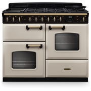 Rangemaster CLDLO110DFPPCR/AB1 110cm Dual Fuel Range Cooker Classic Deluxe Pale Cream / Antique Brass, A Rated