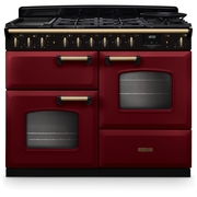 Rangemaster CLDLO110DFPBOR/AB1 110cm Dual Fuel Range Cooker Classic Deluxe Bordeaux / Antique Brass, A Rated