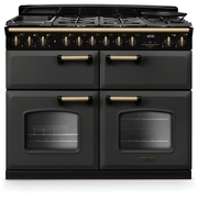 Rangemaster CLDLB110DFPSLT/AB1 110cm Dual Fuel Range Cooker Classic Deluxe Slate / Antique Brass, A Rated