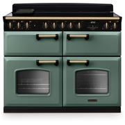 Rangemaster CLDLB110EIPMGR/AB1 110cm Induction Range Cooker Classic Deluxe Mineral Green / Antique Brass, A Rated