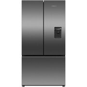 Fisher & Paykel RF540ANUB6 Series 7 American Fridge Freezer, Black Stainless Steel,  Plumbed, E Rated