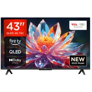 TCL 43T6C-UK 43 QLED Smart Television, 4K Ultra HD, Black, G Rated