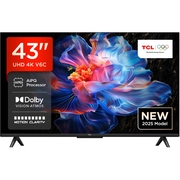 TCL 43V6C-UK 43 DLED Smart Television, 4K Ultra HD, Black, F Rated