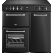 Belling RCA FARMHOUSE 90E BL 90cm Ceramic Range Cooker, Black, A Rated