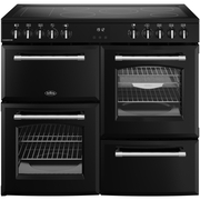 Belling RCA FARMHOUSE 100E B 100cm Ceramic Range Cooker, Black, A Rated