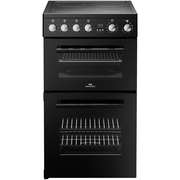 New World FDO 50E BLK Ceramic Electric Cooker with Double Oven, Black, A Rated