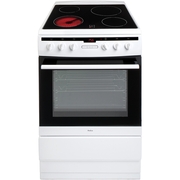 Amica 608CE2TAW Ceramic Electric Cooker with Single Oven, White, A Rated
