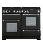 Rangemaster KCH110DFFBL/C 110cm Dual Fuel Range Cooker Kitchener Black / Chrome, A Rated