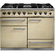 Falcon 1092 Deluxe Cream Brass Trim and Chrome Handles 110cm Dual Fuel Range Cooker, A Rated