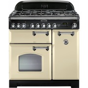 Rangemaster CDL90DFFCR/C 90cm Dual Fuel Range Cooker Classic Deluxe Cream / Chrome, A Rated