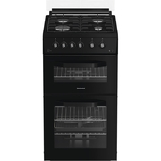 Hotpoint HDG5GCB Gas Cooker with Double Oven, Black, A+ Rated