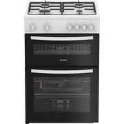 Indesit IDG6GW Gas Cooker with Double Oven, White, A+ Rated