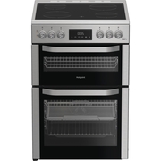 Hotpoint HDE6VDCAX Ceramic Electric Cooker with Double Oven, Stainless Steel, A Rated