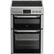 Hotpoint HDE6VDCASX Ceramic Electric Cooker with Double Oven, Stainless Steel, A Rated