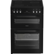 Hotpoint HDE6VDCASB1 Ceramic Electric Cooker with Double Oven, Black, A Rated