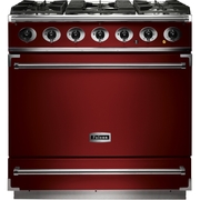 Falcon 900S Cherry Red Brushed Chrome 90cm Dual Fuel Range Cooker, A Rated