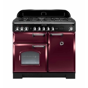 Rangemaster CDL100DFFCY/C 100cm Dual Fuel Range Cooker Classic Deluxe Cranberry / Chrome, A Rated