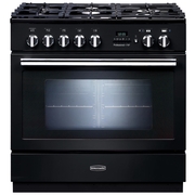 Rangemaster PROP90FXPDFFGB/C 90cm Dual Fuel Range Cooker Professional Plus FXP Black / Chrome, A Rated