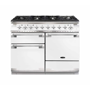 Rangemaster ELS110DFFWH 110cm Dual Fuel Range Cooker Elise White / Brushed Nickel, A Rated