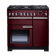 Rangemaster PDL90DFFCY/C 90cm Dual Fuel Range Cooker Professional Deluxe Cranberry / Chrome, A Rated