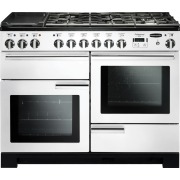 Rangemaster PDL110DFFWH/C 110cm Dual Fuel Range Cooker Professional Deluxe White / Chrome, A Rated