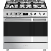 Smeg C92GPX2 Symphony Classic 90cm Dual Fuel Range Cooker, Stainless Steel, A Rated