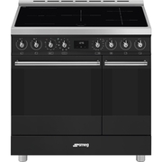 Smeg C92IPMB2 Symphony Classic 90cm Induction Range Cooker, Black, A Rated