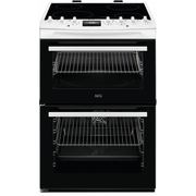 AEG CCX6740ACW 6000 SteamBake Ceramic Electric Cooker with Double Oven, White, A Rated
