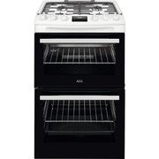 AEG CGX1130ACW Gas Cooker with Double Oven, White, A Rated