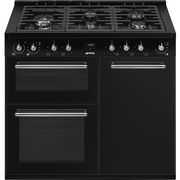 Smeg CX103GMBL Concert 100cm Dual Fuel Range Cooker, Black, A Rated