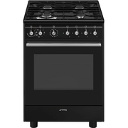 Smeg CX61GMBL Concert Dual Fuel Cooker with Single Oven, Black, A Rated