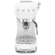 Smeg ECF02WHUK Retro Espresso Coffee Machine with Steam Wand, White