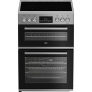 Beko EDC6731S Ceramic Electric Cooker with Double Oven, Silver, A Rated