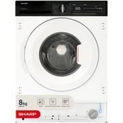 Sharp ES-NIH814BWA-EN Integrated Washing Machine, 8kg, 1400 Spin, White, A Rated