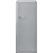 Smeg FAB28RSV6 Retro Tall Fridge with Ice Box, Silver, C Rated