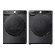 Hisense Washing Machine and Heat Pump Tumble Dryer Pack, 12kg, 1400 Spin, Black, A Rated