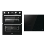 Hisense Built-Under Electric Double Oven and 60cm Induction Hob Pack, Black, A Rated