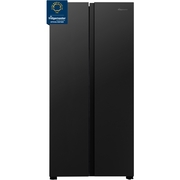 Fridgemaster MS83430EB American Fridge Freezer,  Non-Plumbed, Black, E Rated