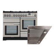 Rangemaster Professional Deluxe Dual Fuel Range Cooker & Hood Pack, A Rated