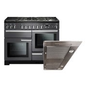 Rangemaster Professional Deluxe Dual Fuel Range Cooker & Hood Pack, A Rated