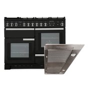 Rangemaster Professional Deluxe Dual Fuel Range Cooker & Hood Pack, A Rated